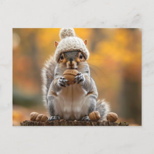 ekorre i Sticka Hat Holding Nöt Helg Vykort