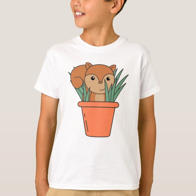 ekorre i växttappblomma t shirt (Framsida)