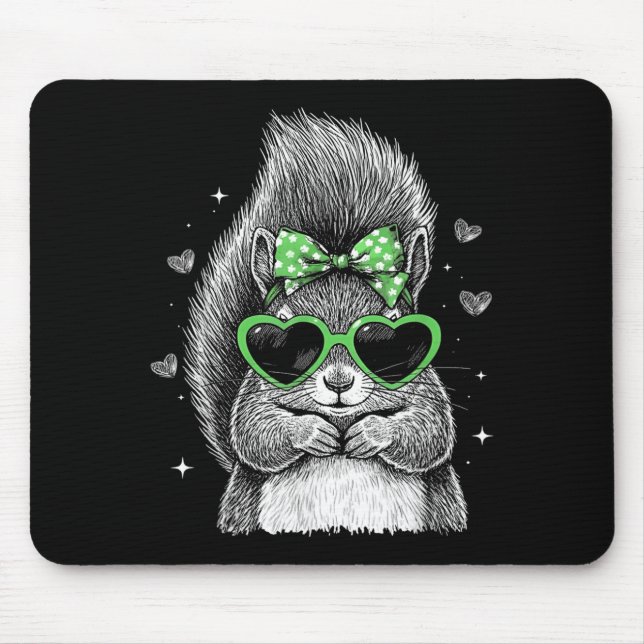 Ekorre Irländsk Shamrock Coquette Bow St Patricks Musmatta (Framsidan)