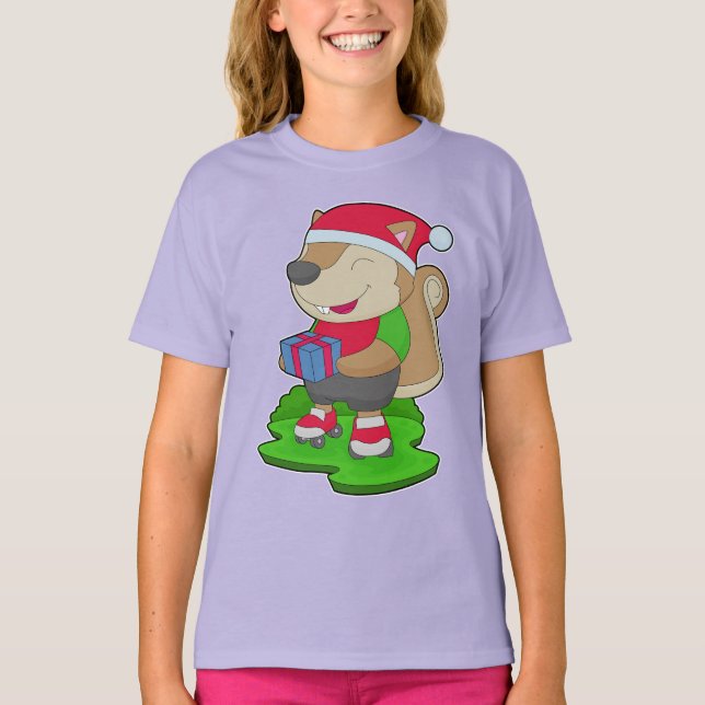 Ekorre jul Inline skating T Shirt (Framsida)
