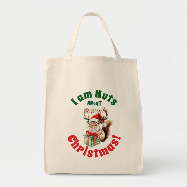 ekorre jul med Antlers Ljus Tote Bag Tygkasse (Framsidan)