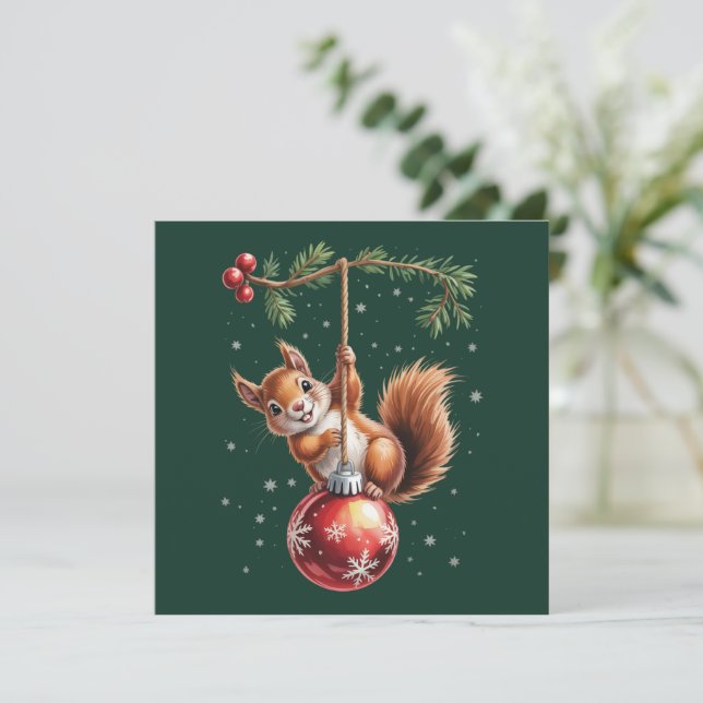 Ekorre jul vinter snöflinga vinter firande julkort (Stående Fram)