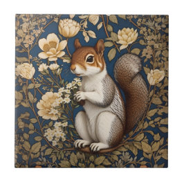ekorre med Acacia Flowers William Morris Kakelplatta