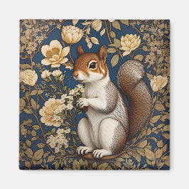 ekorre med Acacia Flowers William Morris Magnet