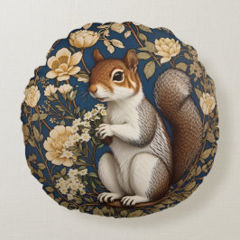 ekorre med Acacia Flowers William Morris Rund Kudde