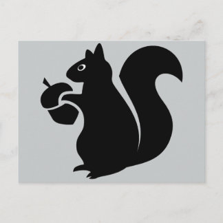 ekorre med Acorn Silhouette Vykort