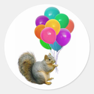 ekorre med ballonsplockar runt klistermärke