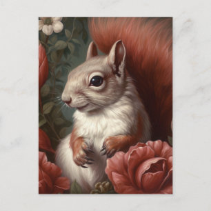 ekorre med blommor vykort