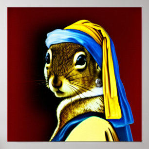 ekorre med en pearring på nederländsk baroque Art Poster