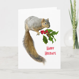ekorre med Holly Helgdag Card Helgkort