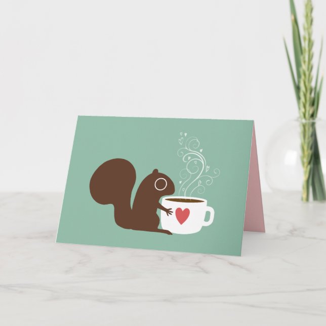 Ekorre med kaffevalentinen helgkort (Framsida)