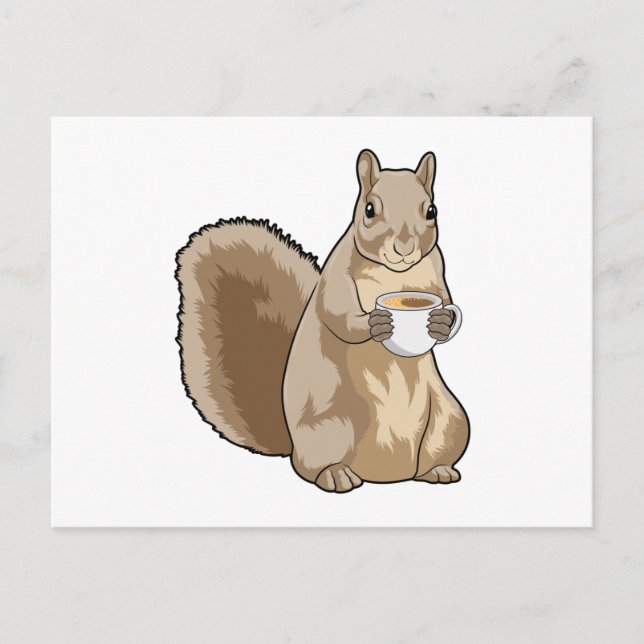 ekorre med Kopp i kaffe Vykort (Framsida)