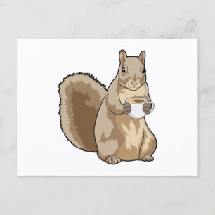 Ekorre med kopp kaffe vykort