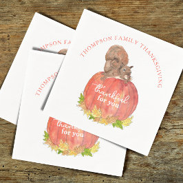 ekorre med Pumpkin-Thanksgiving Pappersservett
