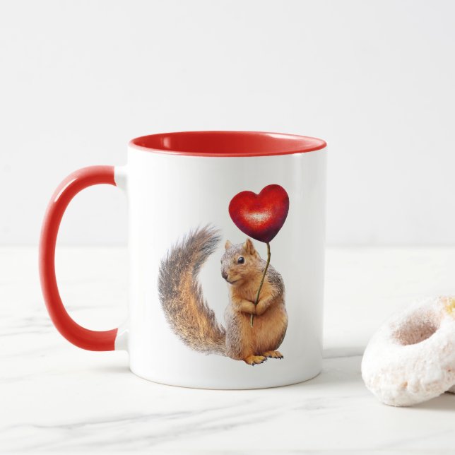 ekorre med Red Heart Mugg (Med munk)