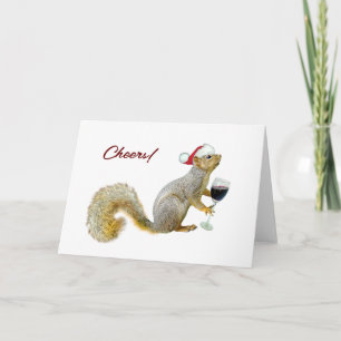 ekorre med Vin Cheers Card Helgkort