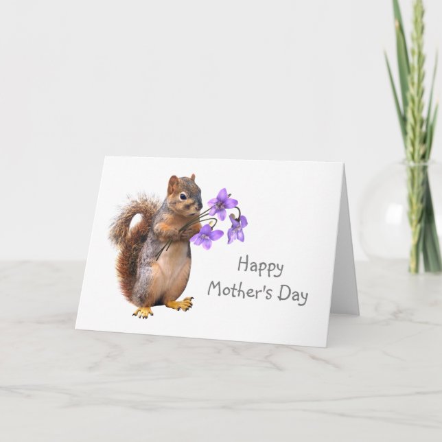 ekorre med Violets Mors dag kort (Framsida)