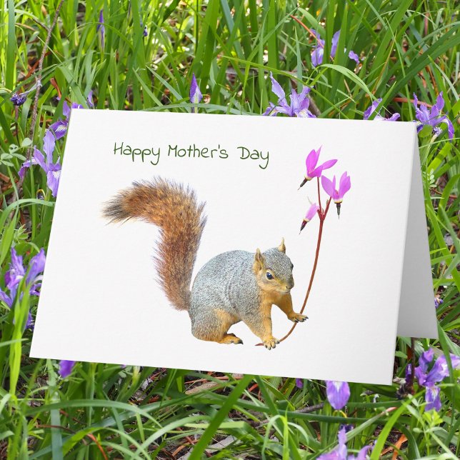 ekorre med Wildblommor Mors dag Card Helgkort (Skapare uppladdad)