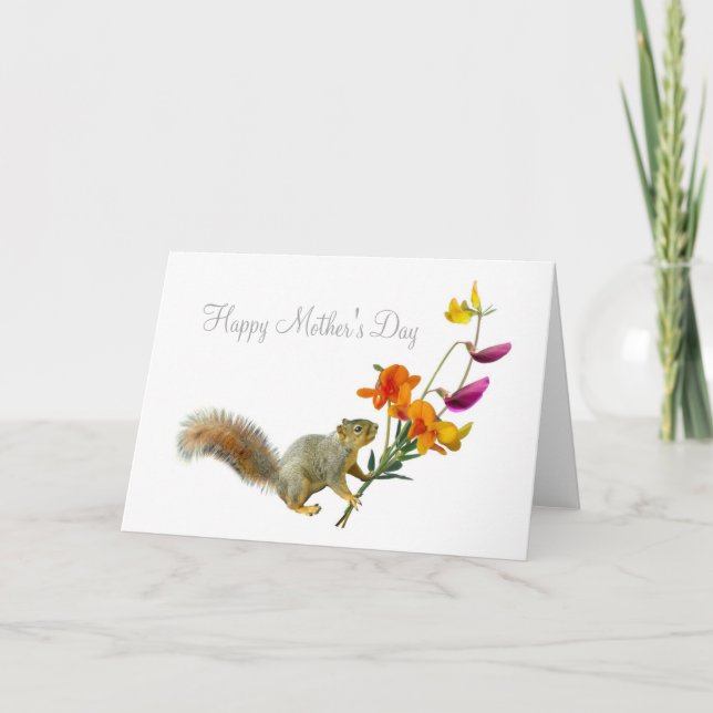 ekorre med Wildblommor Mors dag Card Kort (Framsida)