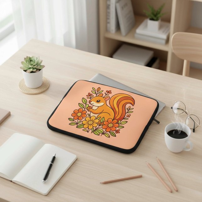 Ekorre och blommor  laptop fodral (Skapare uppladdad)