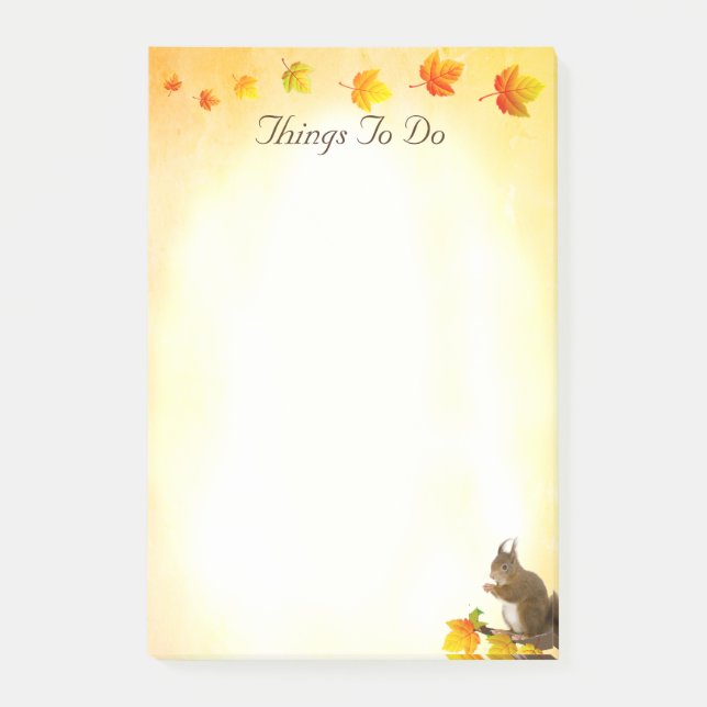ekorre och Höst löv Sak att göra Post-it Block (Framsida)