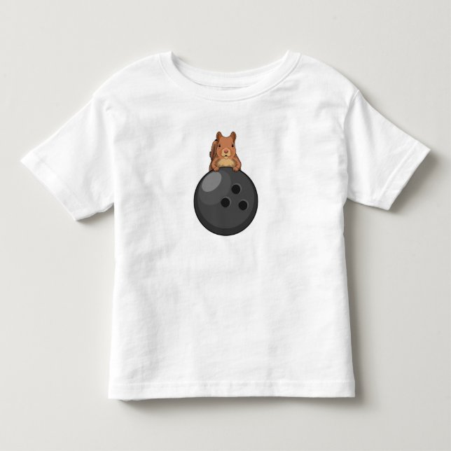 Ekorre på bowling med bowlingklot t shirt (Framsida)