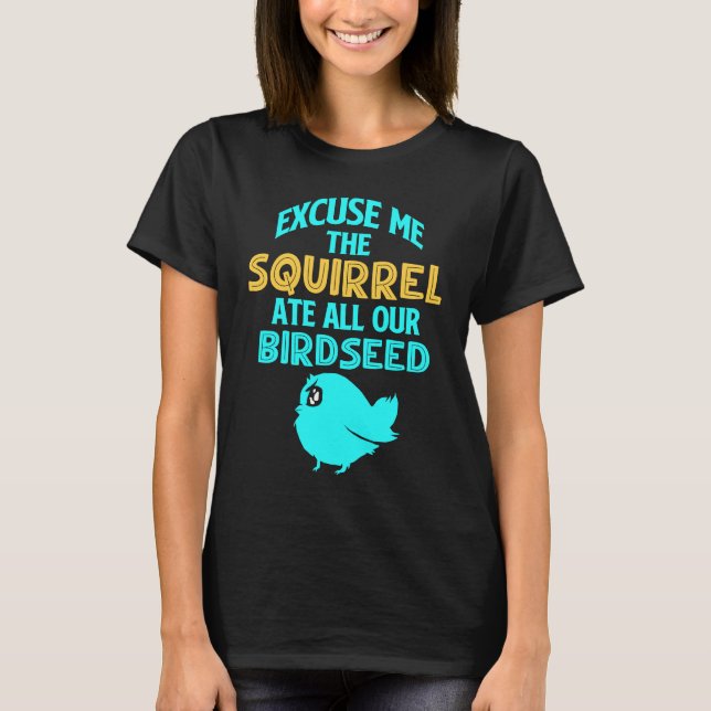 Ekorre på fågelbord t shirt (Framsida)