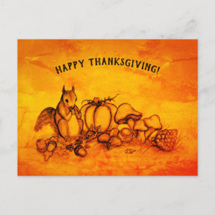 Ekorre på hösten, Glad Thanksgiving! Helg Vykort