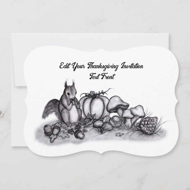Ekorre på hösten, Glad Thanksgiving! Inbjudningar (Framsida)