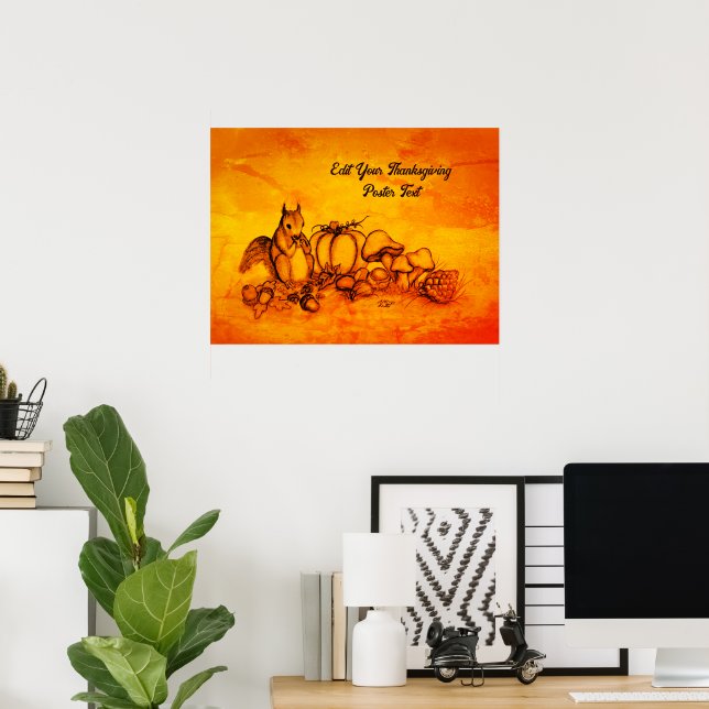 Ekorre på hösten, Glad Thanksgiving! Poster (Hemmakontoret)