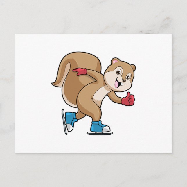 Ekorre på skridskoåkning med skridskor vykort (Framsida)