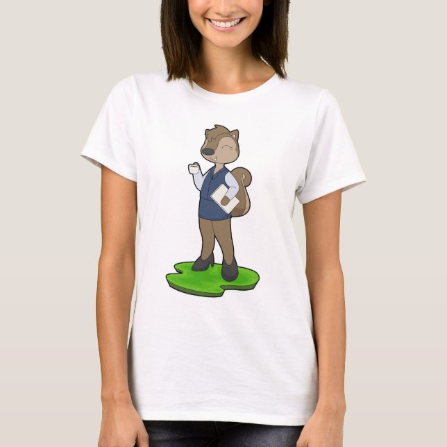 Ekorre Sekreterare Kaffe Kontor T Shirt (Framsida)