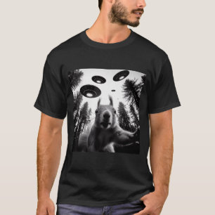 Ekorre Selfie Med Utomjording Ufo Roligt För Män K T Shirt