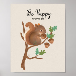 Ekorre • Skogslevande djur Glad illustration Poster