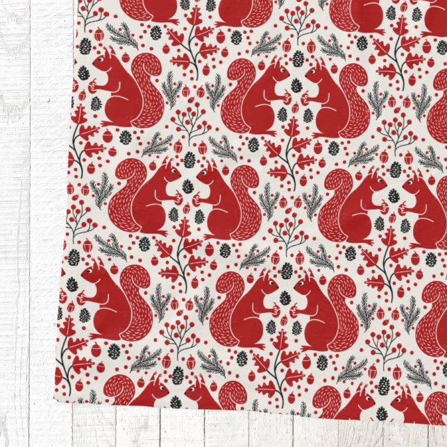 Ekorre Skogsmarkmönster Fleecefilt (Red squirrel woodland forest nature pattern cozy fleece blanket)
