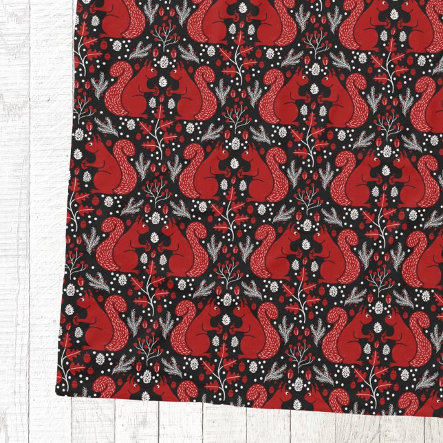 Ekorre Skogsmarkmönster Fleecefilt (Red squirrel woodland forest nature pattern cozy fleece blanket)