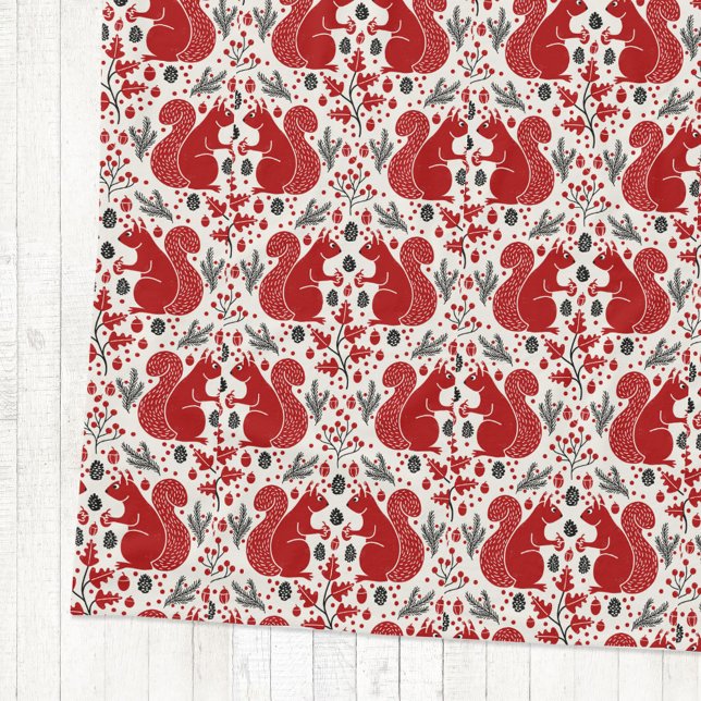 Ekorre Skogsmarkmönster Fleecefilt (Red squirrel woodland forest nature pattern cozy fleece blanket)