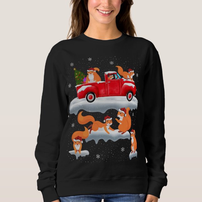 ekorre som kör Julgran Red Lastbil-ekorren T Shirt (Framsida)