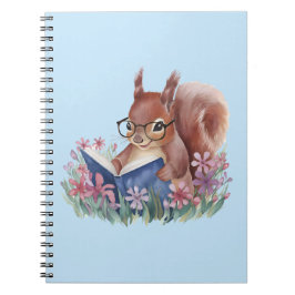 Ekorre som läser en bok, boende i blommor anteckningsbok