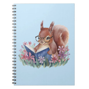 Ekorre som läser en bok, boende i blommor anteckningsbok