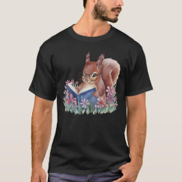Ekorre som läser en bok, boende i blommor t shirt