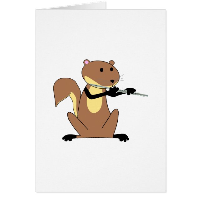 Ekorre som leker flöjten hälsningskort (Framsidan)
