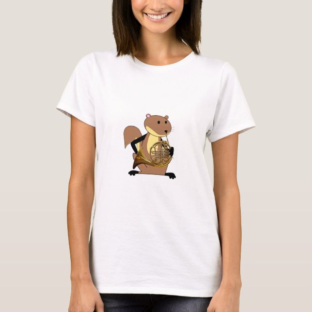 Ekorre som leker valthornet tee shirt (Framsida)