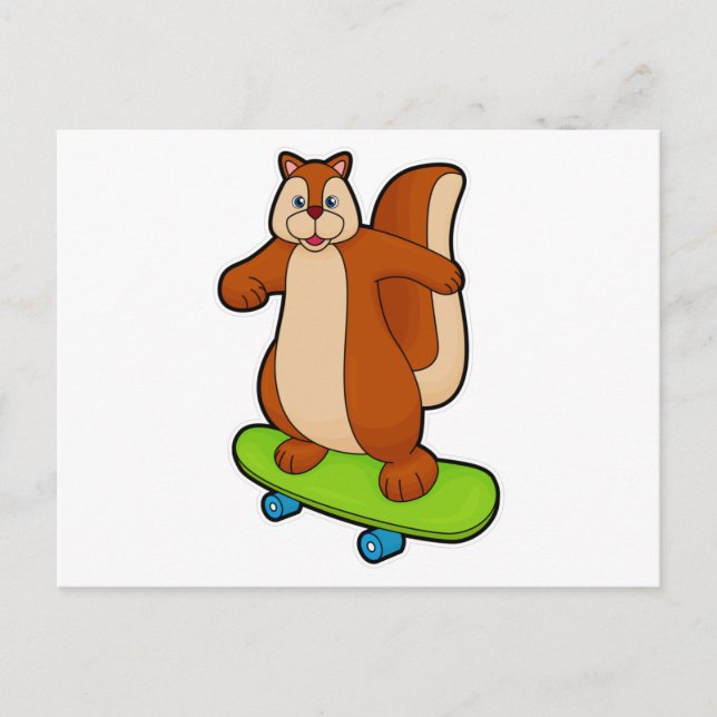 Ekorre som skateboardåkare med skateboard vykort (Framsida)