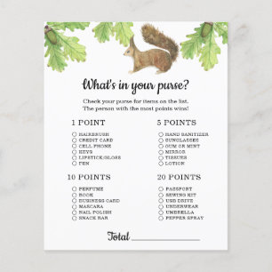 Ekorre - Vad har du i handväskan baby shower spel