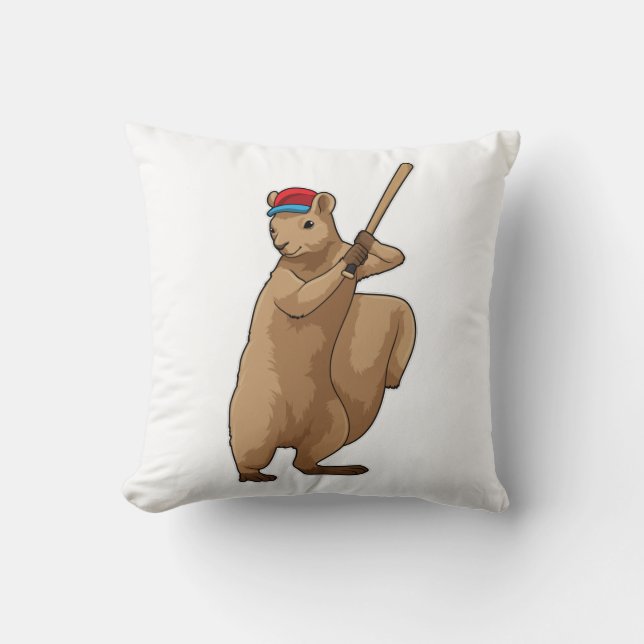 ekorre vid Baseball med Baseball fladdermus Kudde (Framsida)