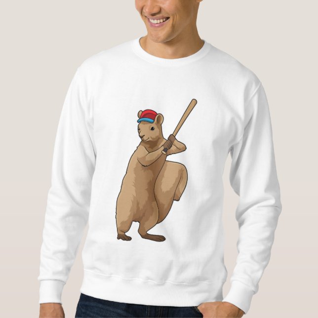 ekorre vid Baseball med Baseball fladdermus Lång Ärmad Tröja (Framsida)