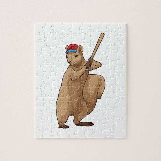 ekorre vid Baseball med Baseball fladdermus Pussel (Vertikal)