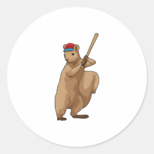 ekorre vid Baseball med Baseball fladdermus Runt Klistermärke