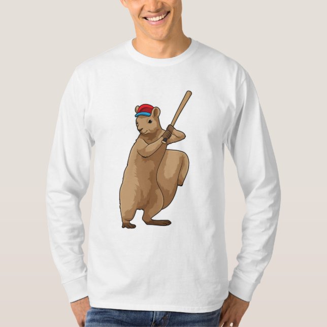 ekorre vid Baseball med Baseball fladdermus T Shirt (Framsida)